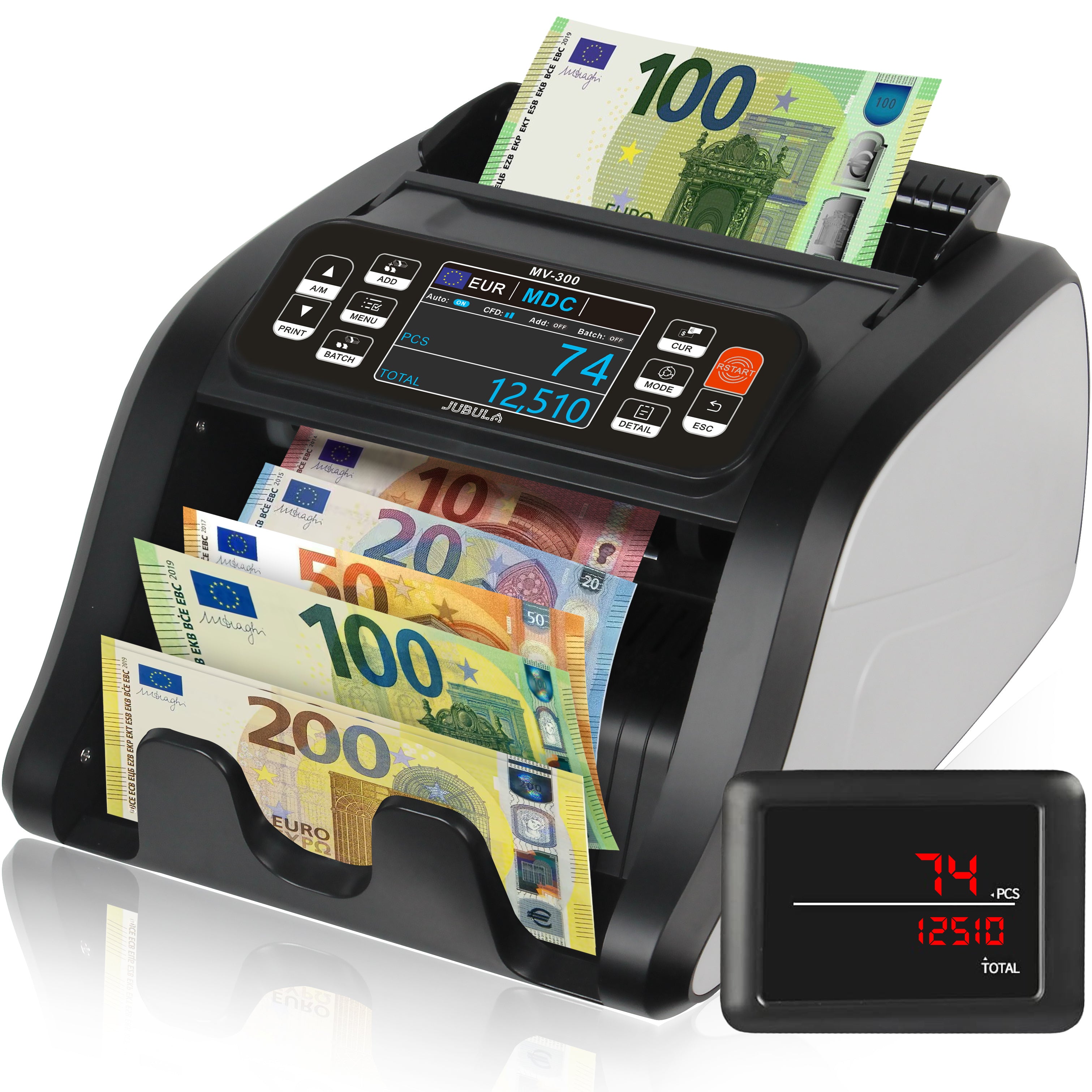 Tragbare Geldzählmaschine Mit Falschgeld-Detektor – UV/MG/IR-Sensoren, Doppel-LED-Display, Bis Zu 1000 Scheine/Min