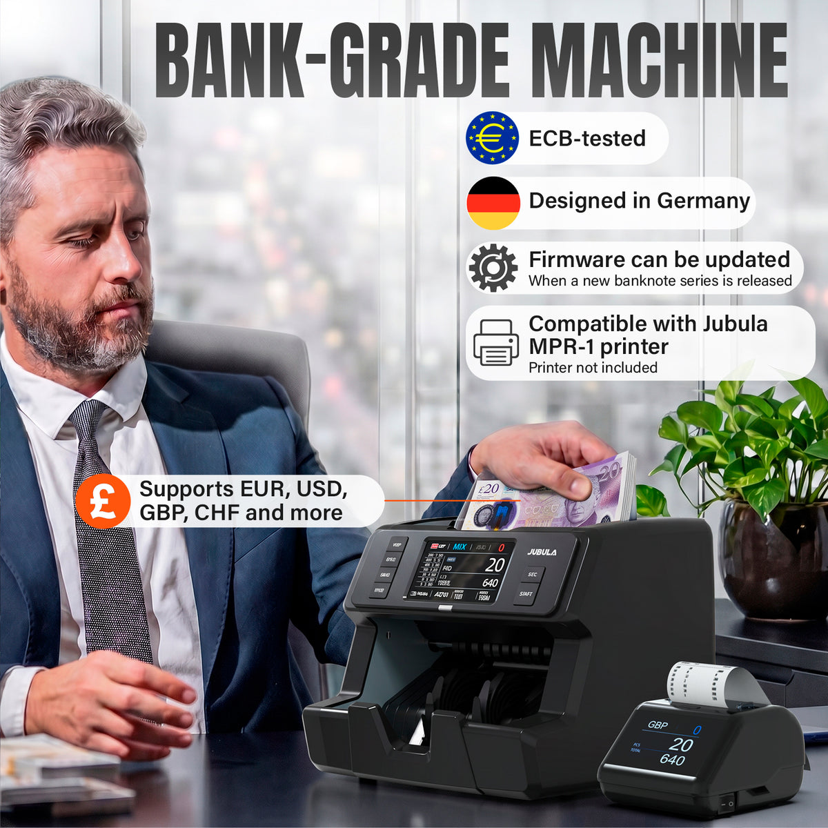 Jubula MV-400 Geldzählmaschine für gemischte Geldscheine | 1CIS | Touchscreen