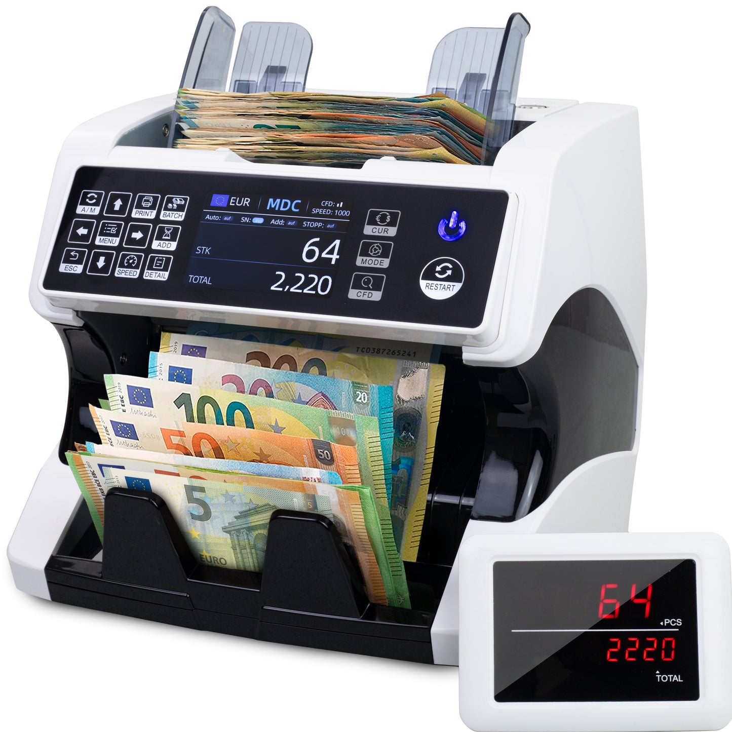 Jubula MV-500 Money Counting Machine That Value Counts Mixed banknotes | Cash Counting Machine with 11-Point Counterfeit Money Detector | Money Counter Machine | EUR USD GBP etc