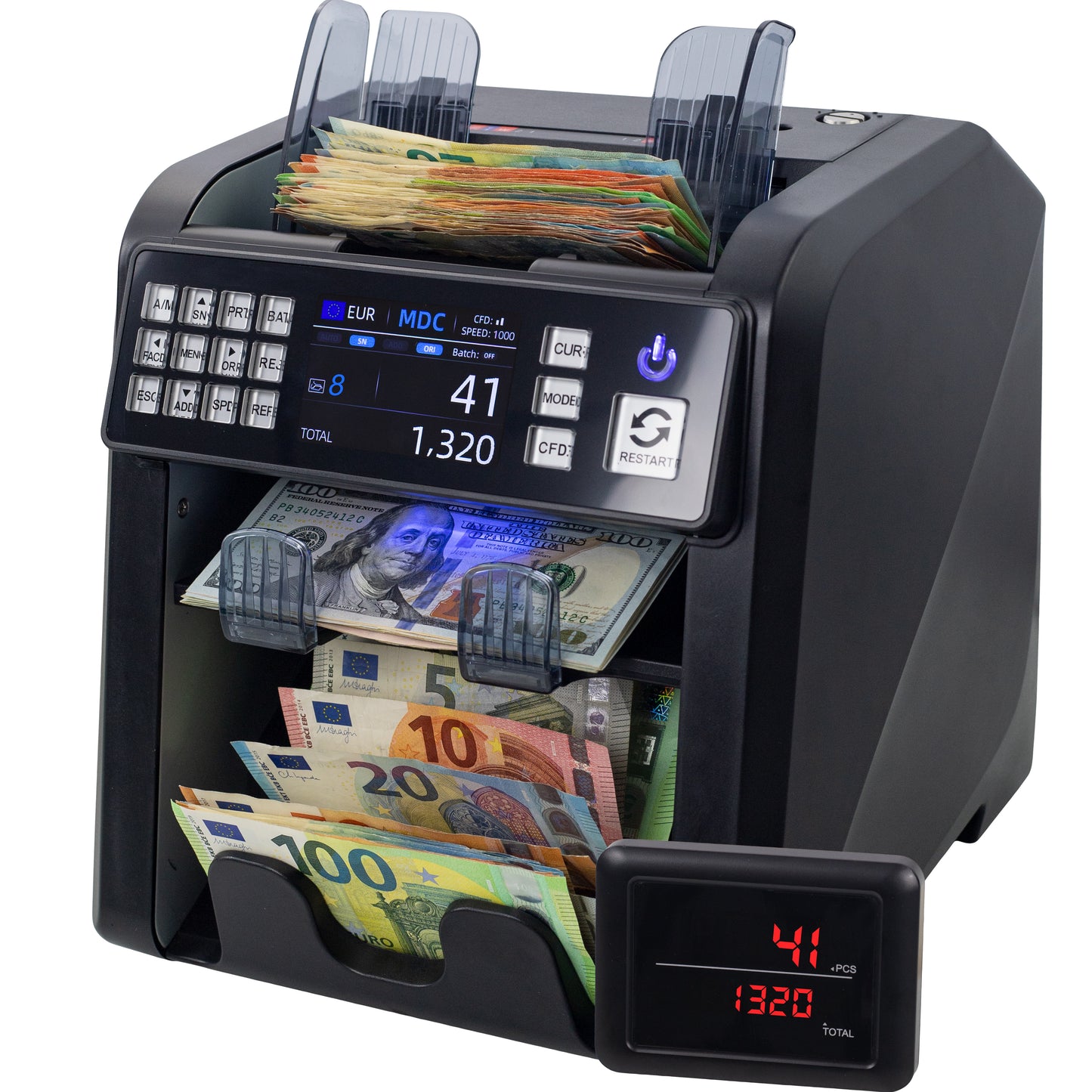 Jubula MV-600 Money Counter | Banknote Sorter for Mixed Banknotes with 12x Counterfeit Detection | Exact | EUR, USD, GBP, SEK etc. Money Counting Machine | Banknote Counter