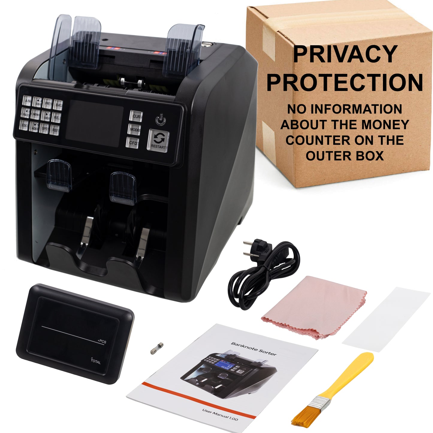 Jubula MV-600 Money Counter | Banknote Sorter for Mixed Banknotes with 12x Counterfeit Detection | Exact | EUR, USD, GBP, SEK etc. Money Counting Machine | Banknote Counter