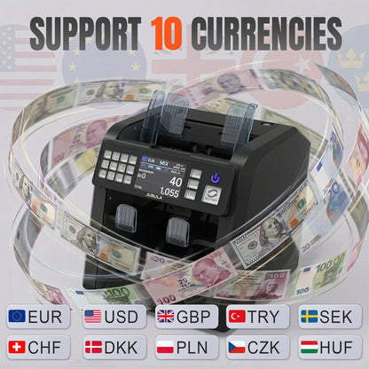 Jubula MV-600 Compteuse et trieuse de billets pour billets non triés avec détection avancée de faux billets en 12 points | EUR USD GBP SEK etc. | Compteur de valeurs pour billets mixtes