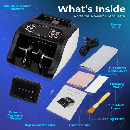 Jubula MV-300 Money Counting Machine That Value Counts Mixed banknotes | EUR USD GBP | Cash Counting Machine with 8-Point Counterfeit Money Detector | Money Counter Machine