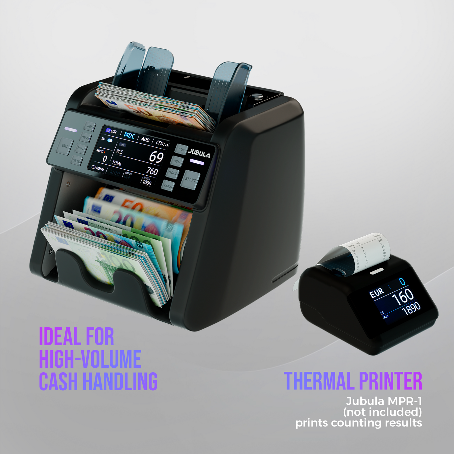 Jubula MV-550 Geldzählmaschine für gemischte Geldscheine & Falschgelddetektor | Sicher | Exakt | EUR USD GBP SEK CHF usw. | Banknotenzähler | Geldzähler | Banknotenzählmaschine | Geldscheinzähler