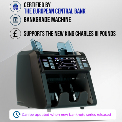 Jubula MV-550 Geldzählmaschine für gemischte Geldscheine & Falschgelddetektor | Sicher | Exakt | EUR USD GBP SEK CHF usw. | Banknotenzähler | Geldzähler | Banknotenzählmaschine | Geldscheinzähler