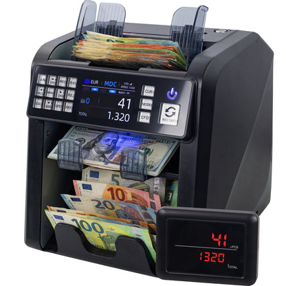 Jubula MV-600 Money Counter | Banknote Sorter for Mixed Banknotes with 12x Counterfeit Detection | Exact | EUR, USD, GBP, SEK etc. Money Counting Machine | Banknote Counter